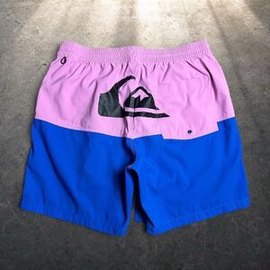 Quiksilver Board Shorts Pink Blue Color Block Swim Trunks Size Large